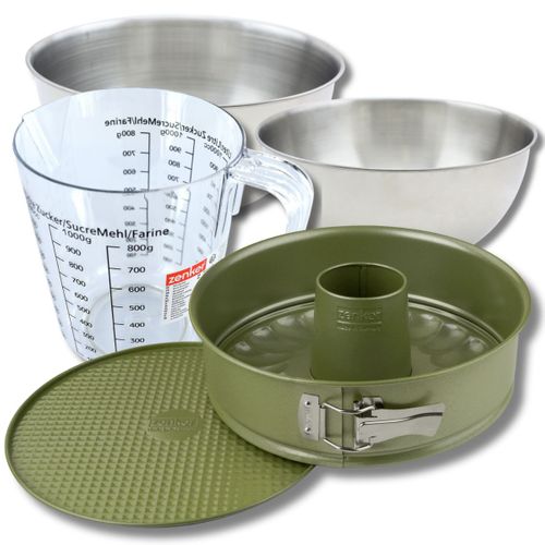 Set Pâtisserie Avec Moule à Manqué Et Savarin 26 Cm Revêtement Cire De Carnauba, 2 Bols à Mixer