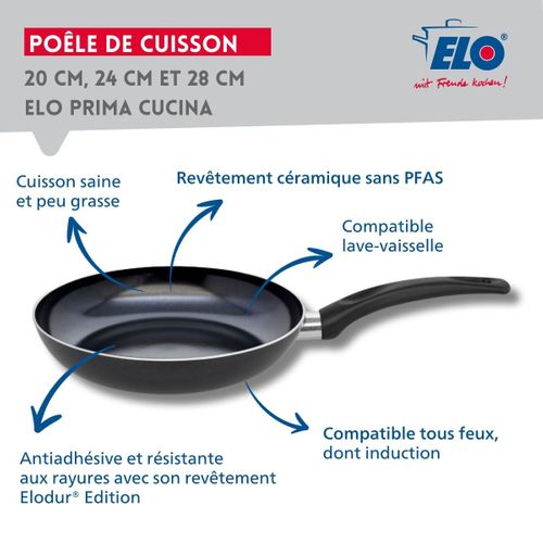 Set De 3 Poêles 20, 24 Et 28 Cm Céramique Sans Pfas Elo Prima Cucina
