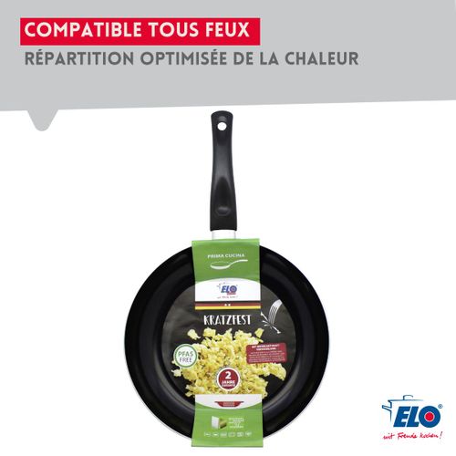 Set De 3 Poêles Céramique Sans Pfas Et 3 Couvercles En Verre Prima Cucina