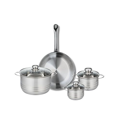 Ensemble De 1 Poêle De Cuisson 28 Cm Et 3 Faitouts 12, 14 Et 20 Cm Profi Brillant
