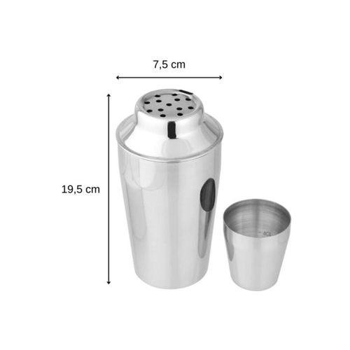 Shaker Cocktail Inox 400 Ml + Doseur Diabolo 2/4 Cl - Acier Chromé Miroir