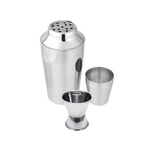 Shaker Cocktail Inox 400 Ml + Doseur Diabolo 2/4 Cl - Acier Chromé Miroir