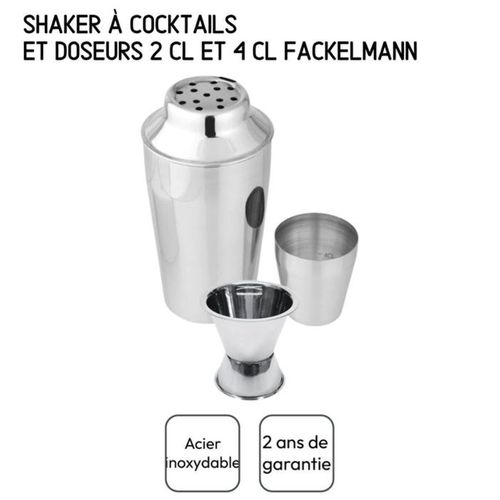 Shaker Cocktail Inox 400 Ml + Doseur Diabolo 2/4 Cl - Acier Chromé Miroir