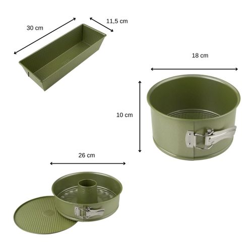 Ensemble De 3 Moules à Gâteaux De 18 à 30 Cm Green Vision