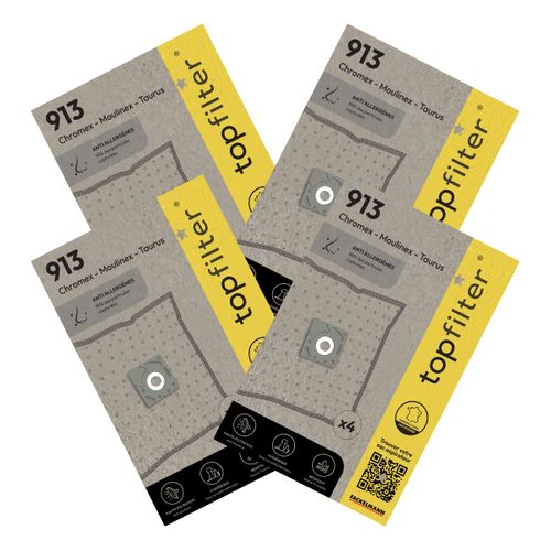 Lot De 4 Packs De 4 Sacs Aspirateur 64913 Moulinex Topfilter Premium