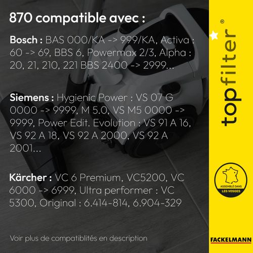 Lot De 4 Packs De 4 Sacs Aspirateur 64870 Pour Bosch Et Siemens Premium