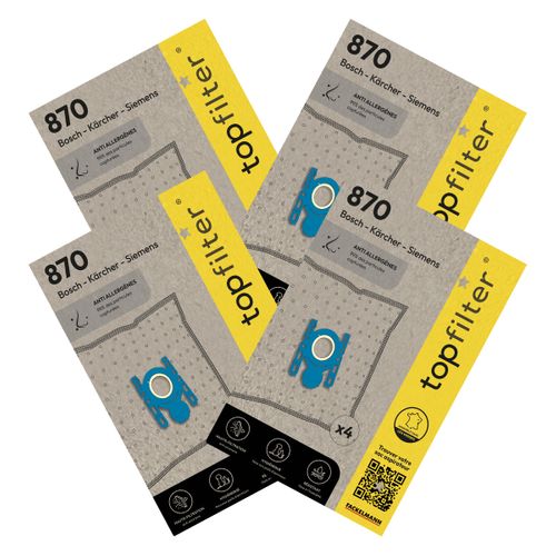 Lot De 4 Packs De 4 Sacs Aspirateur 64870 Pour Bosch Et Siemens Premium