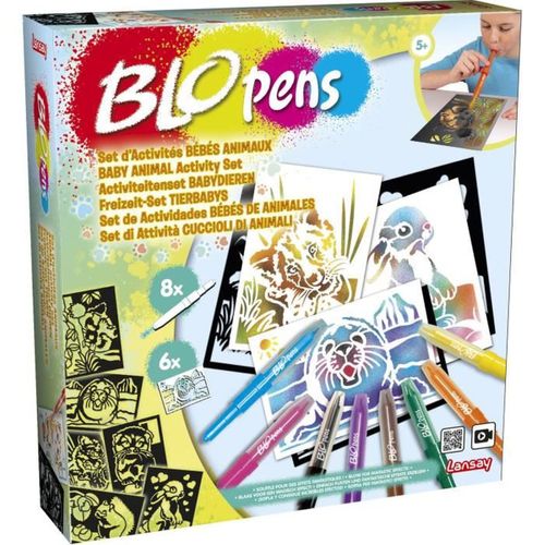 Set D'activités Bébés Animaux - Blopens - Pochoirs Réutilisables - Des 5 Ans