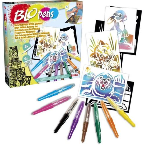 Set D'activités Bébés Animaux - Blopens - Pochoirs Réutilisables - Des 5 Ans