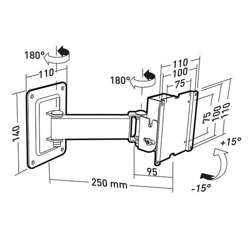 Support Mural Inclinable/orientable Pour Écrans 15 à 23 - 002580