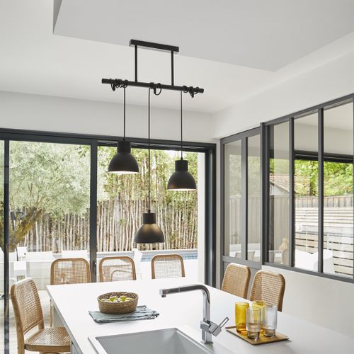 Suspension 3 lumières L. 55 cm DOCK Noire vue d'ambiance 1