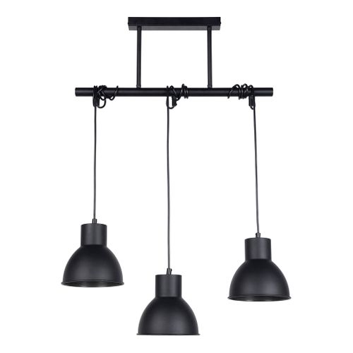 Suspension 3 lumières L. 55 cm DOCK Noire vue 3/4