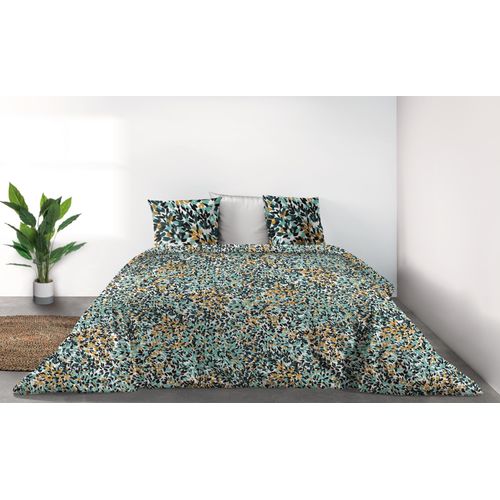 Parure de lit 2 personnes flava green avec housse de couette et taies d