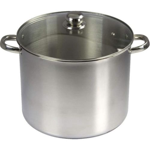 Marmite Inox 30 Cm 16 L Avec Couvercle Verre - Triple Fond, Induction