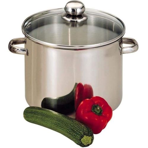 Marmite Inox 30 Cm 16 L Avec Couvercle Verre - Triple Fond, Induction