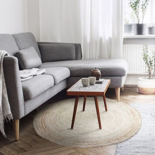Tapis De Salon Ou Chambre - Jute - Ø 70 Cm - Naturel