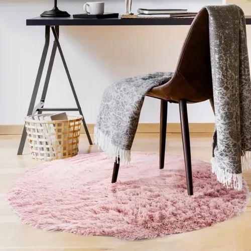 Tapis De Salon Ou Chambre Microfibre Extra Doux Ø 90 Cm Rose - 90143