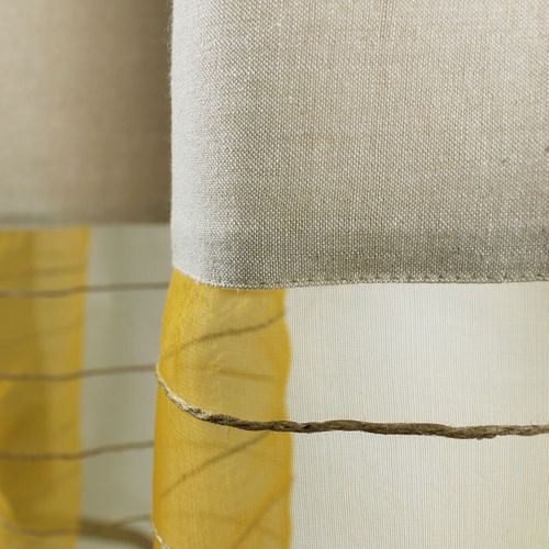 Rideau Voilage Shamlyne 110x150 Cm - Soie 75%, Coton 20%, Jute 5% - Safran Rayé - Neuf Emballé