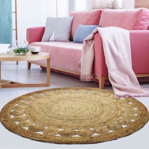 Tapis Deco Jute Rosace Diam 120 Cm - Naturel