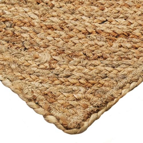 Tapis En Jute Tressé Main Motif Rond Naturel 120x170 - Style Bohème