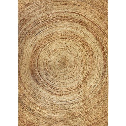 Tapis En Jute Tressé Main Motif Rond Naturel 120x170 - Style Bohème