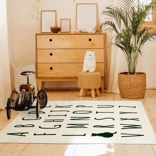 Tapis Enfant - 120 X 170 Cm - 100% Coton - Ecru Naturel
