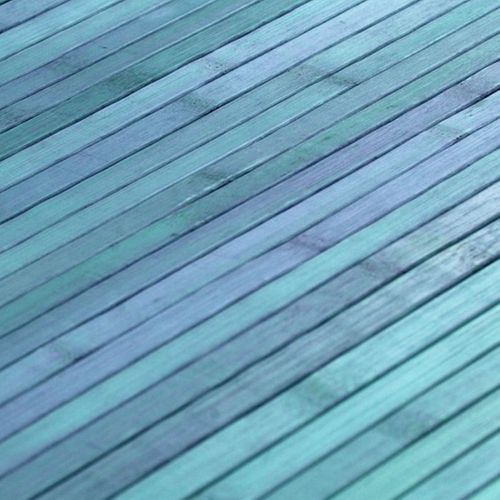 Tapis Salon En Bambou Larges Lattes Et Ganse Bleu 120x180