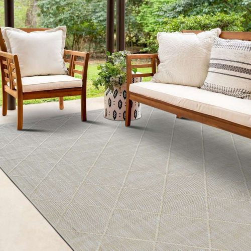 Tapis Moderne à Motif Losange Beige 120x170