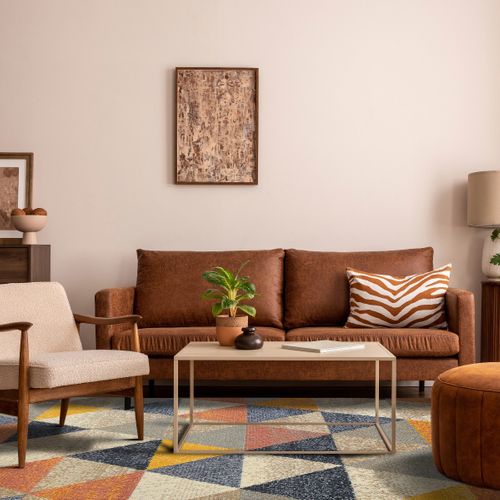 Tapis Salon Doux Scandinave Géométrique Multicolore 133x170