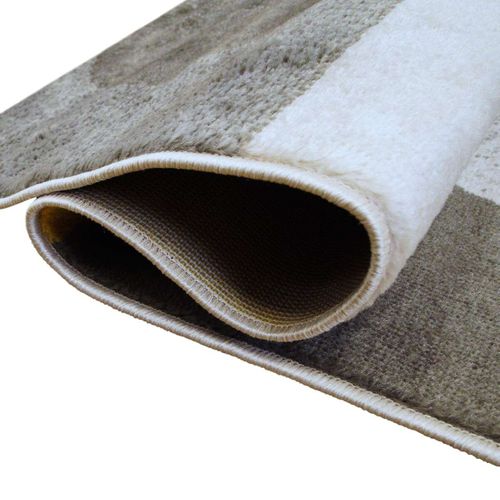 Tapis Motifs Arcs De Cercle Et Carrés Gris, Jaune Et Crème 133x170