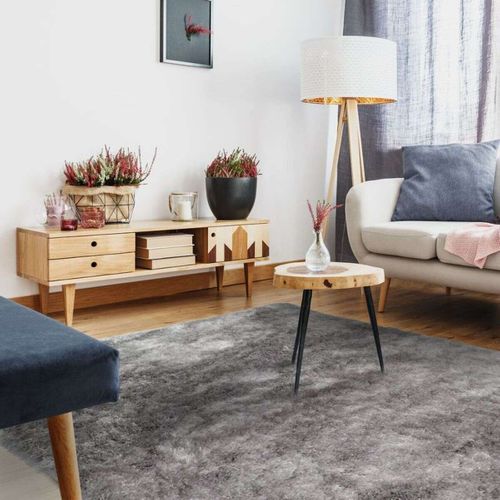 Tapis À Poils Longs Extra-doux Gris Foncé 120x170