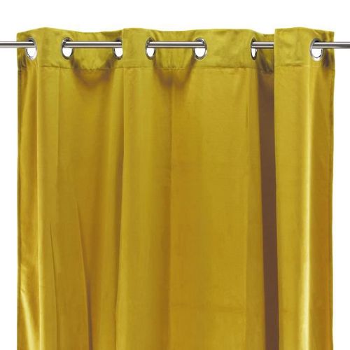 Rideau À oeillets Velours 100% Polyester 140x250 Cm Jaune