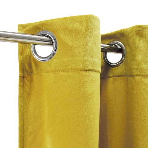 Rideau À oeillets Velours 100% Polyester 140x250 Cm Jaune