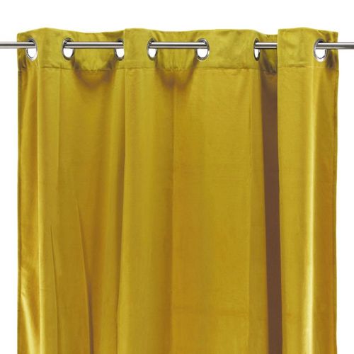 Rideau À oeillets Velours 100% Polyester 140x250 Cm Jaune