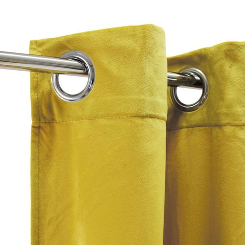 Rideau À oeillets Velours 100% Polyester 140x250 Cm Jaune