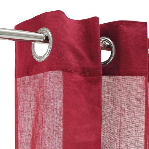 Voilage À Oeillets 100% Coton Rouge 105x250 - Cotonnade