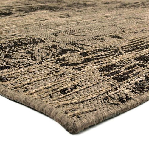 Tapis Vintage Brun Et Noir Motifs Patchwork 140x200