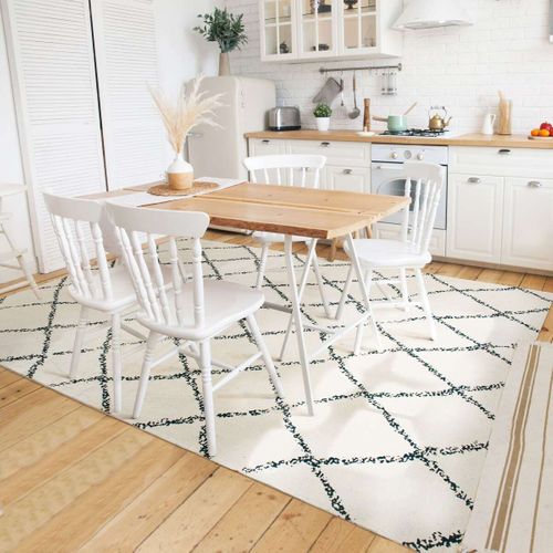 Tapis En Coton Losanges Naturel-noir 160x230