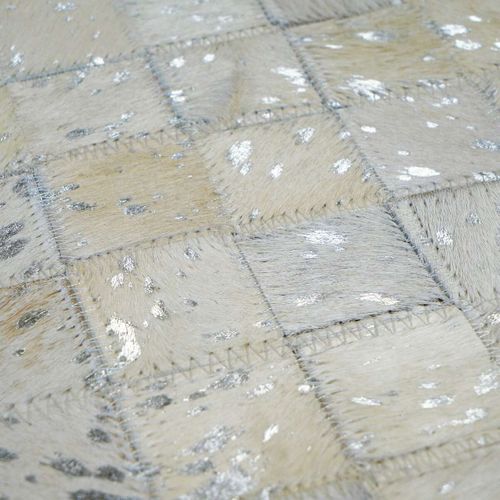 Tapis En Cuirs Recyclés Blanc Et Argenté 160x230