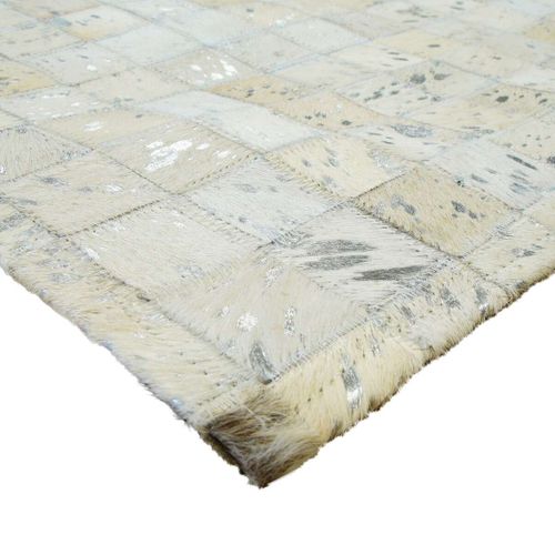 Tapis En Cuirs Recyclés Blanc Et Argenté 160x230