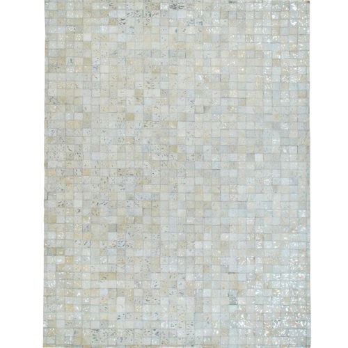Tapis En Cuirs Recyclés Blanc Et Argenté 160x230