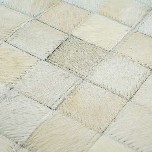 Tapis En Cuir Naturel Recyclé Mosaïque Blanc 160x230