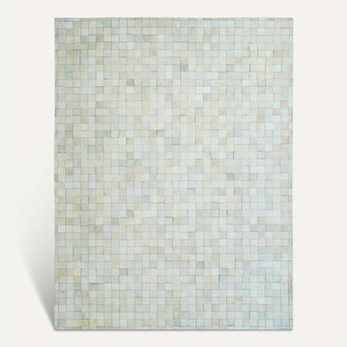 Tapis En Cuir Naturel Recyclé Mosaïque Blanc 160x230