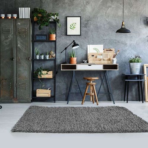 Tapis À Poils Longs Toucher Soyeux Gris 160x230