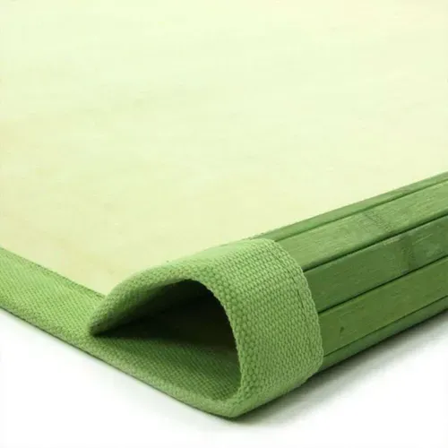 Tapis Salon En Bambou Larges Lattes Ganse Vert 160x230