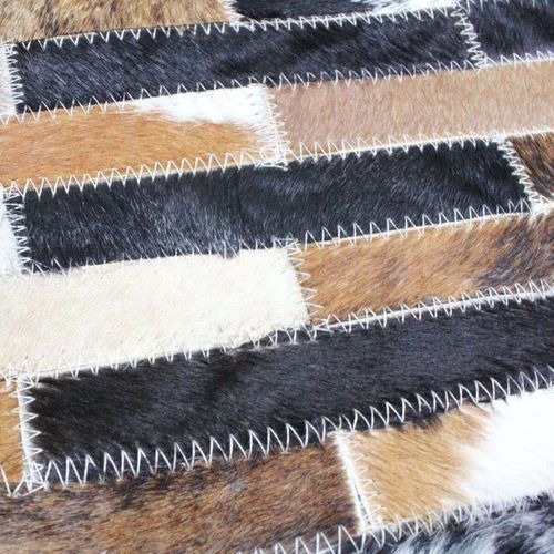 Tapis En Cuir Recyclé Lignes Marron 190x290