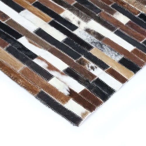 Tapis En Cuir Recyclé Lignes Marron 190x290