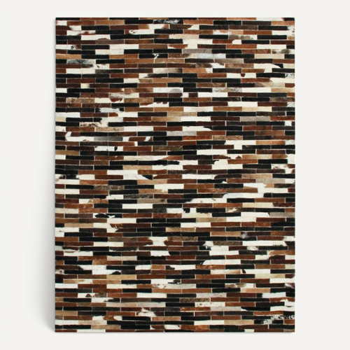 Tapis En Cuir Recyclé Lignes Marron 190x290