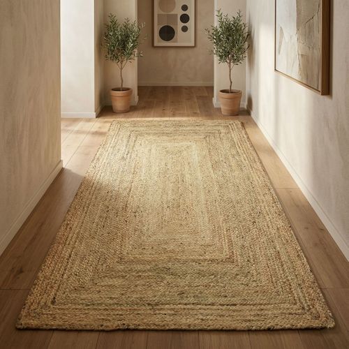 Tapis En Jute Tressé Naturel Artisanal 200x200 - Style Bohème
