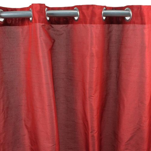 Rideau Effet Soie À Oeillets Rouge 140x250 - Art Silk